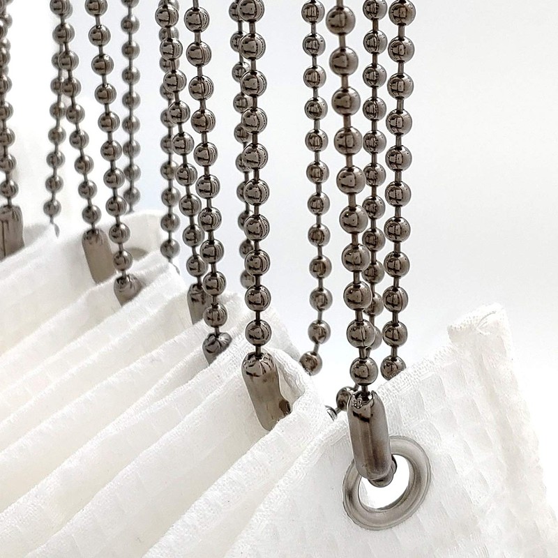 Black Nickel Shower Curtain Hooks, 55 Inch Ball Chain Design,