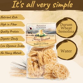 Panarese Premium Italian Spaghetti Pasta Made in Italy - Bronze Cut Pasta - Slow Dried Spaghetti Noodles Pasta Nests (17.63 Oz | 500 g)