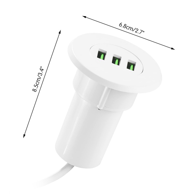 USB Built-in Socket, 3 Port USB Table Hub Desktop, 3.1
