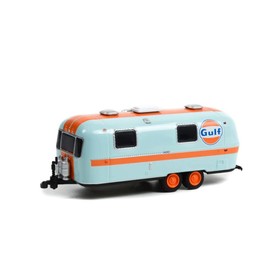 1971 Airstream Double-Axle Land Yacht Safari Custom Travel Trailer, Light Blue/Orange - Greenlight 34120B - 1/64 Scale Diecast Car