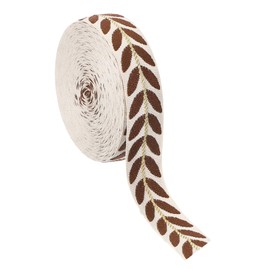PATIKIL Blattmuster Jacquard-Bandbesatz, 1 Zoll 10 Yard Polyester Jacquard-Band Nähen Blätter Gurtband für Näharbeiten, Wohnkultur, Bekleidung, handgefertigte Taschen, Braun