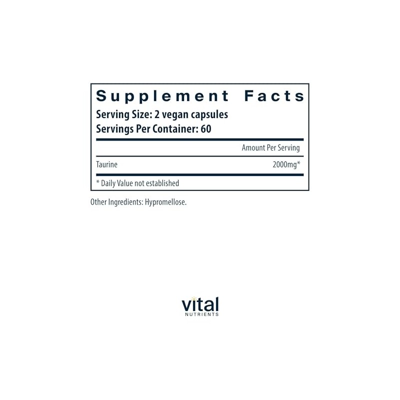Vital Nutrients – Taurina 1000 mg – Apoya la función