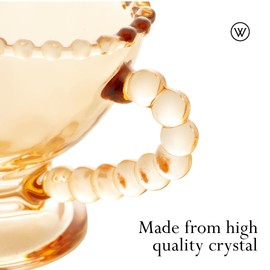 WOLFF - Pearl Amber Beaded Crystal Gravy Boat with Handle - Gravy Bowl for Sauces, Salad Dressing and Creamer Pitcher - Luxury Glassware, Thanksgiving Gravy Dish - Dinner Accessories - 5 fl oz Amber