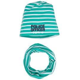 Salt and Pepper Boys Striped with Foam Print Lettering and Loop Hat, Scarf & Glove Set - 51cm