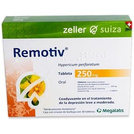 Remotiv Tabletas | Tratamiento de Depresión Leve y Moderada | Hypericum Perforatum | 250 Mg | 30 Tabletas