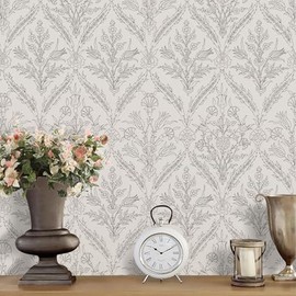 Nukofal Vintage Peel and Stick Wallpaper 16.9inch x 393.7inch Floral Contact Paper for Bedroom Bathroom Leaf Beige Contact Paper Boho Wallpaper Self Adhesive Removable Wallpaper Decorative Vinyl