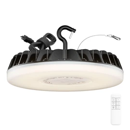 DEMILARE Smart High Bay Led Shop Lights 200W - Micware Motion Sensor 24000LM UFO LED High Bay Light with Multi-Function Remote, 10%-100% Dimmable IP65 Waterproof 5000k Garage Lighting (New Remote)