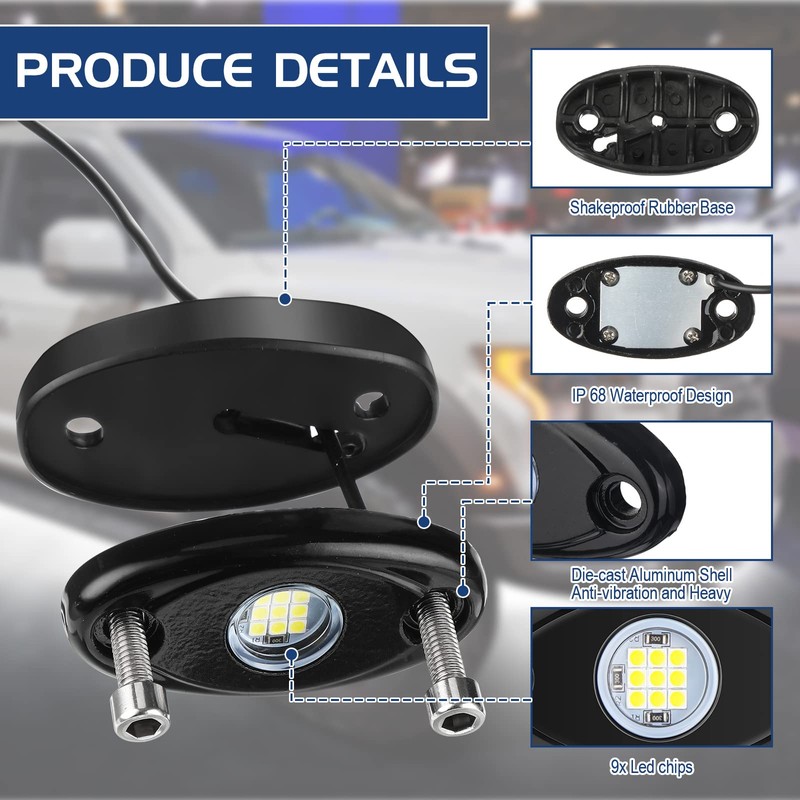 Treela 24 Pods White Rock Lights LED Wheel Well Underglow