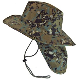 Mrlahat Wide Brim Outdoor Safari Summer Sun Protection Hat with Wide Ear and Neck Flap (Digital Camo, X-Large (59cm))