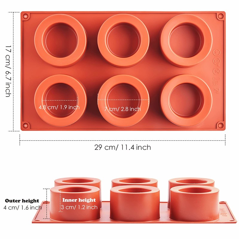 JOERSH 2Pcs Chocolate Candy Mold Silicone Round Molds for Baking