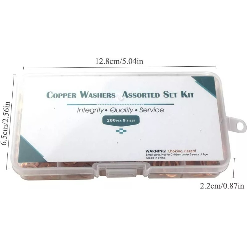 L&T 200pcs/set Purple Copper Washer Sealing Ring Gasket Flat