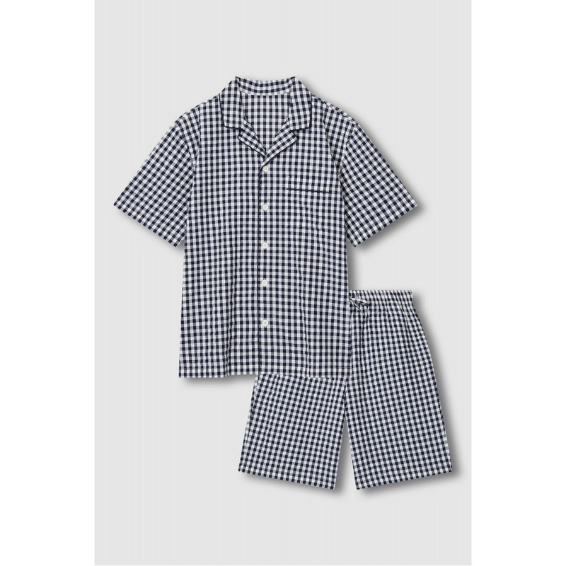 JAJU [JAJU] Men's Seersucker 5-part Pajama Set_Light Navy