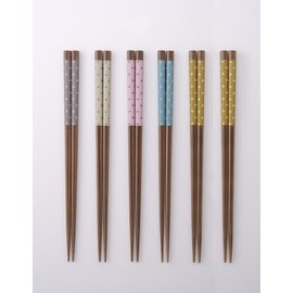 Hiranoi Chopsticks & Chopsticks Set, Gorgeous, Colorful, Wakasa Lacquer, Dishwasher Safe, Colorful Dot Painted Chopsticks (5 Color Set + 1 Pair)