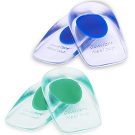 JayruiMice Gel Silicone Heel Cups/Pads - 2 Pair Heel Lifts for Plantar Fasciitis,Heel Pain Shoe Inserts Heel Protectors,Achilles Tendonitis (Blue+Green, Large)