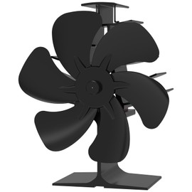 weareok Stove Fan, Fireplace Fan with 6 Blades, Wood Stove Fan, Stove Fan without Electricity, Quiet Heat Powered Fan with Thermometer, Wood Stove Fan for Wood/Fireplace