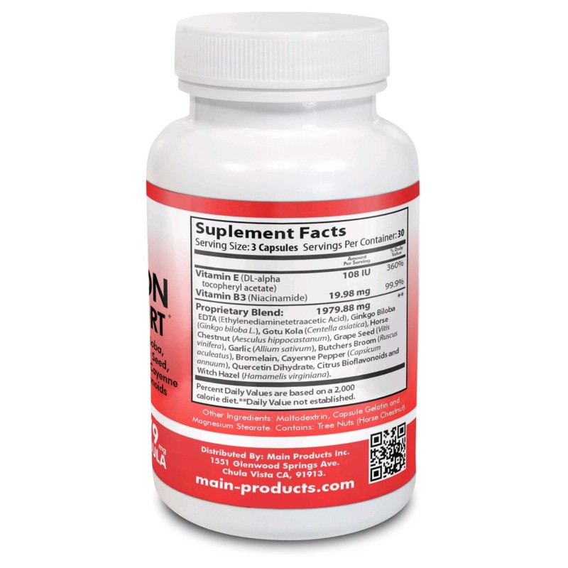 Main Products Circulation and Vein Support 90 Capsules, Micronized process,