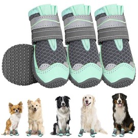 SlowTon Dog Shoes for Large Small Medium Dogs - Breathable Dog Boots for Summer Hot Pavement, Paw Protector for Outdoor Walking Winter Snow, Anti-Slip Rubber Dog Booties for Hardwood Floor (GR, 5)