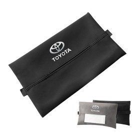 BLOOPIC Car Tissue Case Thin Car Tissue Holder Hanging Car Decorative Tissue Case Headrest Sun Shade Fit for Corolla RAV4 Camry Highlander Car Accessories (Black)