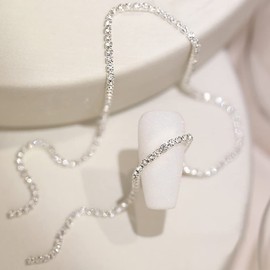 Chisafly Nail Parts, Chain, Rhinestone Chain, Sparkling, Nail Chain, Parts, Cutable, Nail Art, 2 Pieces, Approx. 19.7 inches (50 cm), Rhinestone - Silver)