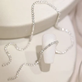 Chisafly Nail Parts, Chain, Rhinestone Chain, Sparkling, Nail Chain, Parts, Cutable, Nail Art, 2 Pieces, Approx. 19.7 inches (50 cm), Rhinestone - Silver)