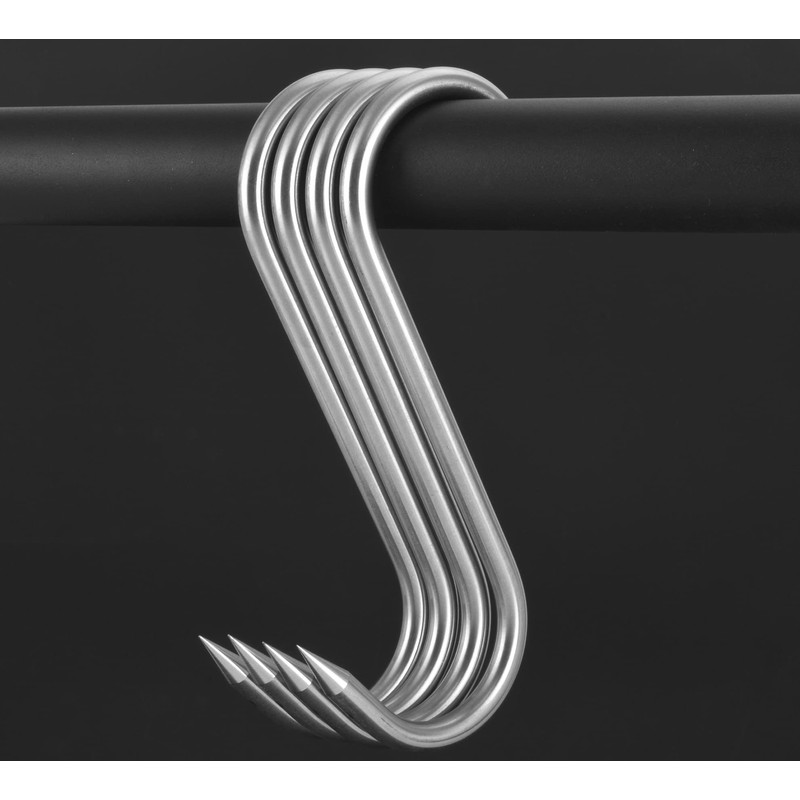 HONSHEN 8 Inch Meat Hook,8mm Heavy Duty S-Hooks Stainless Steel