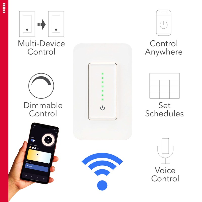 RCA 3-Way Smart Dimmer Switch for LED Lights | Dimmable