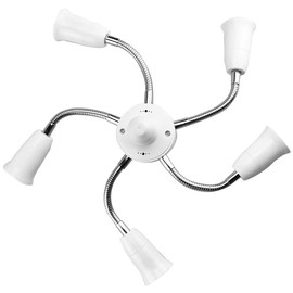 6 in 1 E26 E27 Light Socket Splitter Adapter Bulb Lamp Holder Extension Hose 360 Degree Adjustable Rotatable Base Converter for Standard LED Bulbs