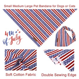 UP URARA PUP 4th of July Dog Bandana, Patriotic Bandana for Small Medium Dog, Cute Patriotic Puppy Bandana, Cotton American Flag Pet Triangle Bid Scarf Kerchief for Girl Boy Dogs or Cats