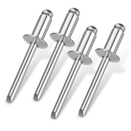 Wavanta 25 Pieces Blind Rivets 6.4 x 12mm, 304 Stainless Steel Pop Rivets with Open End, Steel Rivets, Steel Blind Rivets