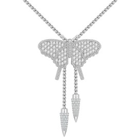 Legit Bling Modern Redefine Bolo Tie Necklace with Gold Chain For Men Women, Native American Western Themed Hip Hop Style Cowboy Cowgirl Necklace, Medium, Stainless Steel, 5a cz