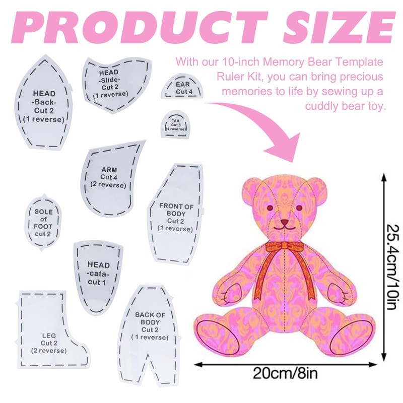 KASESSS Memory Bear Stencil Ruler Set, 10 Inch Memory Bear