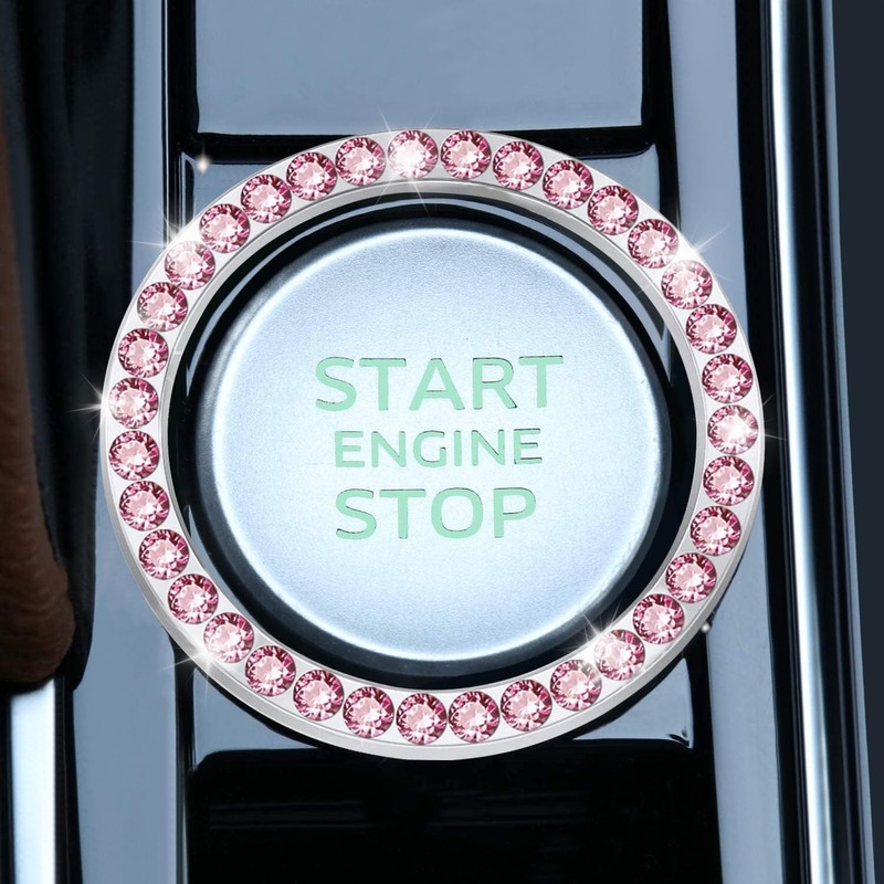 LivTee 2 PCS Crystal Rhinestone Car Engine Start Stop Decoration,