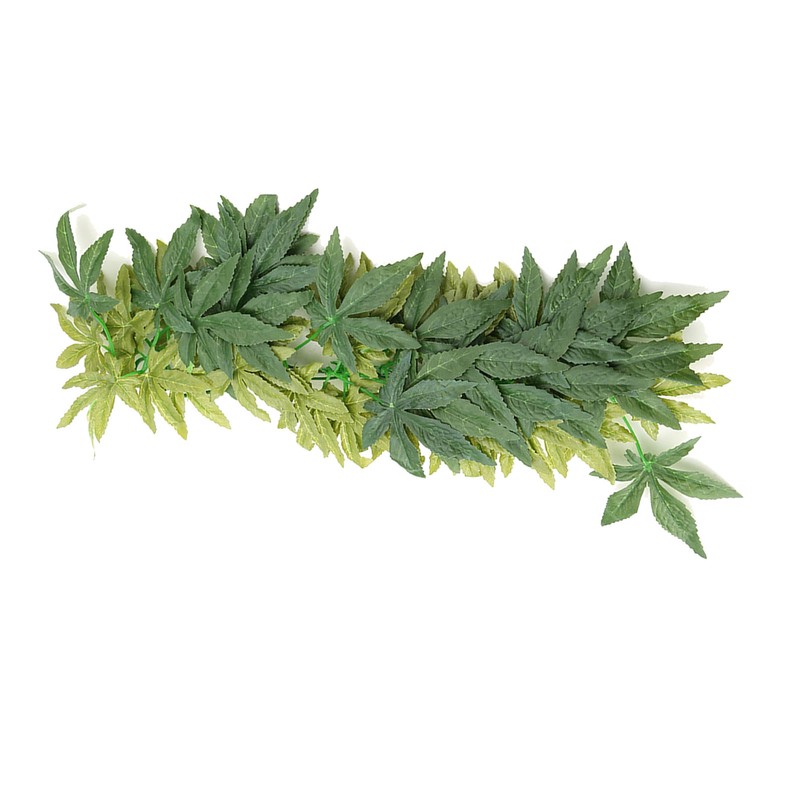 Green Artificial Plant Fake Leaves Aquarium Fish Tank Reptile Terrarium