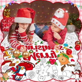 2 Pack Christmas Giant Coloring Poster, Large Coloring Poster for Kids, Xmas Big Jumbo Coloring Pages Craft for Class Home Activity Kids Gifts Christmas Party Favors Supplies(43.3 x 31.5in)