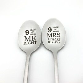 9th Anniversary Spoon Gifts for Couples 9 Year Anniversary Present for Her Him Girlfriend Boyfriend 9th Wedding Anniversary Spoon Gift for Husband Wife 9 Years of Marriage Gift