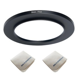 58mm Lens to 77mm Camera Lens Adapter 58mm to 77mm Step Up Ring Adapter Ring for All Brands of UV ND CPL, with Premium Lens Wiping Cloth 2 Pack(58mm-77mm)