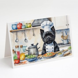 Caroline's Treasures Cairn Terrier The Chef Greeting Cards Pack of 8 Blank Cards with Envelopes Whimsical A7 Size 5x7 Blank Note Cards