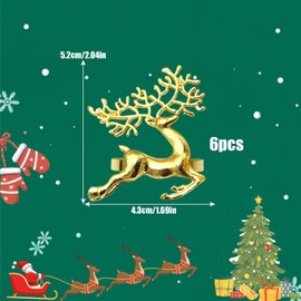 Christmas Napkin Rings,6Pcs Gold Deer Napkin Rings,Metal Alloy Napkin Ring Holder Napkin Buckles for Table Decor Wedding Xmas Party Dinner Thanksgiving
