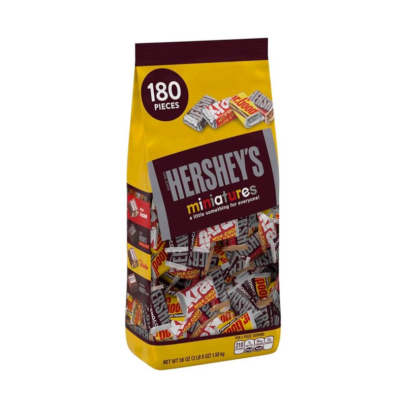 HERSHEY'S Miniatures Assorted Chocolate Candy, Individually Wrapped, 56 oz Bag
