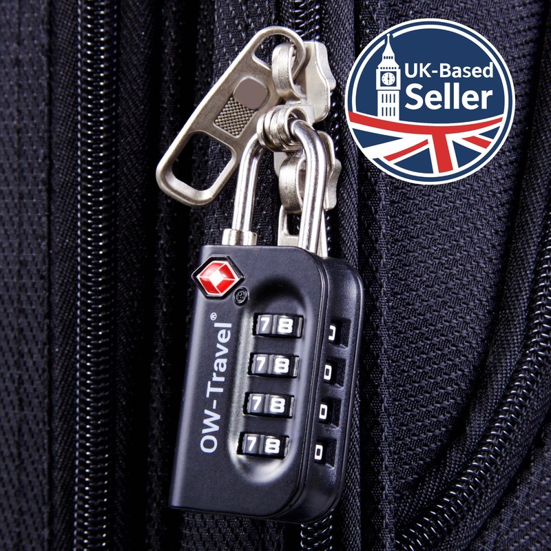 OW-Travel Suitcase Locks 4 Pack Black. 4 Digit TSA Approved