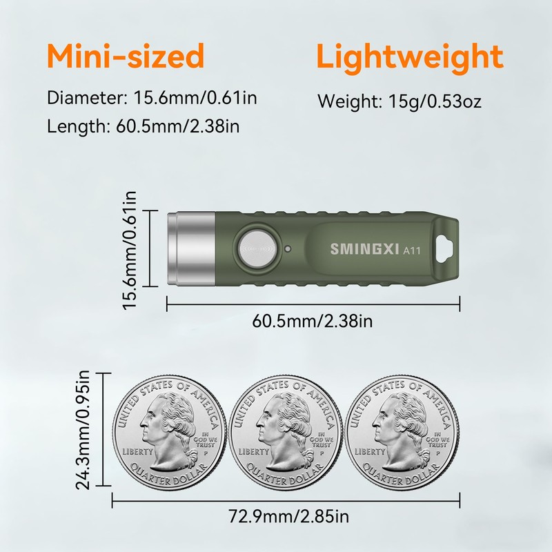 SMINGXI A11 Rechargeable Keychain EDC Mini Flashlight with Magnetic