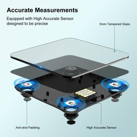 KUAIVO Body Fat Scale, High-Precision Body Analysis Scale 180kg/400lb, Smart Body Scale Digital with APP for Body Fat, BMI, Muscle Mass, BMR, Protein, Batteries Included