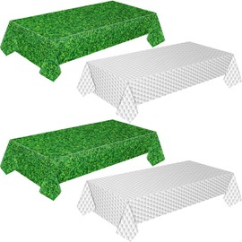 Mixweer Golf Plastic Tablecloth Golf Party Disposable Table Cover Golf Pattern Party Supplies Plastic Golf Theme Table Cover Rectangle Grass Decoration for Stadium 54 x 108 Inch (4 Pcs)