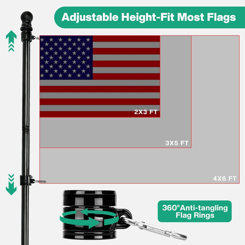 Suction Cup Flag Holder with Flag Pole for RV, 45