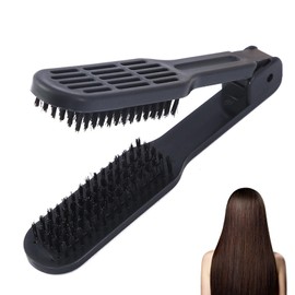 Double Brush Comb,Hair Straightening Brush Double Sided Hair Straightening Comb Heat Resistant Hair Straightening Brush With Handle for All Hair Types(black)