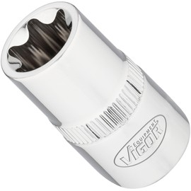 ViGOR V2196N Socket Spanner Insert T 1/2 E18, 1/2 Inch (12.5 mm) Square, E Profile, Length 38 mm, High-Quality Drive for Precise Work