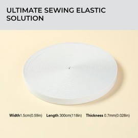 30 Metres Flat Elastic Band,Elastic Corded Flat Cord Thin Elastic Dressmaking Waistband Headbands for Sewing Clothing, Knitting, DIY Projects, Skirt & Trouser Waistband(Thickness 0.7mm*1.5cm)