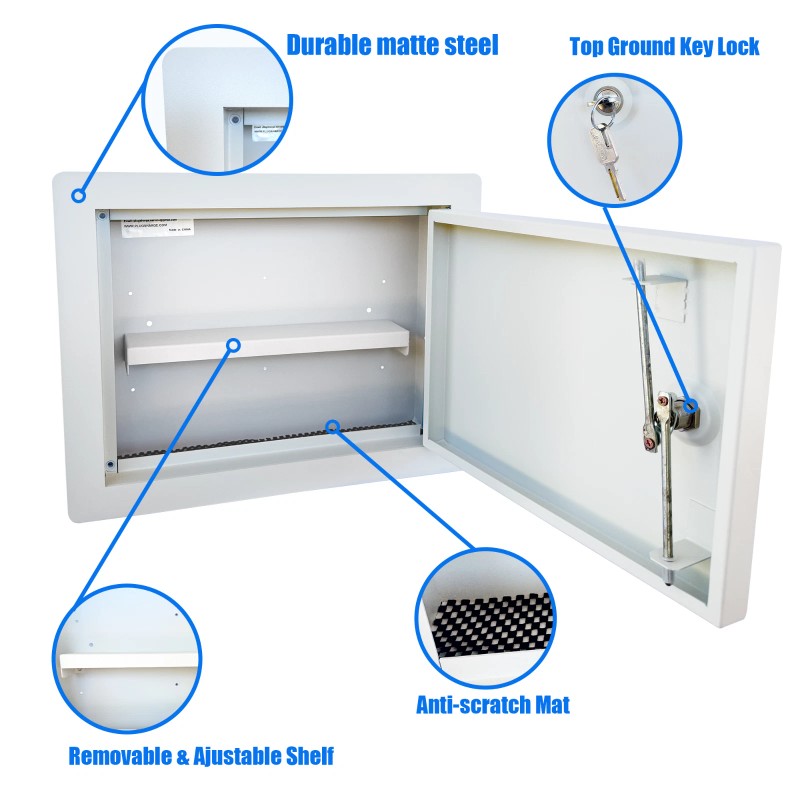 Plugsharge Heavy-Duty In-Wall Safe with Key Lock for Secure Storage,