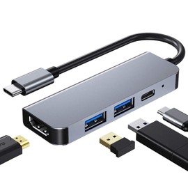 USB C HUB 4 in 1 USB Type c HDMI HUB Adapter with 4K Resolution HDMI Port + 2 USB 3.0/2.0 Ports*2 Rapid Data Transfer + USB Type C 87W Rapid PD Charging Port Compatible with MacBook Pro/MacBook Air