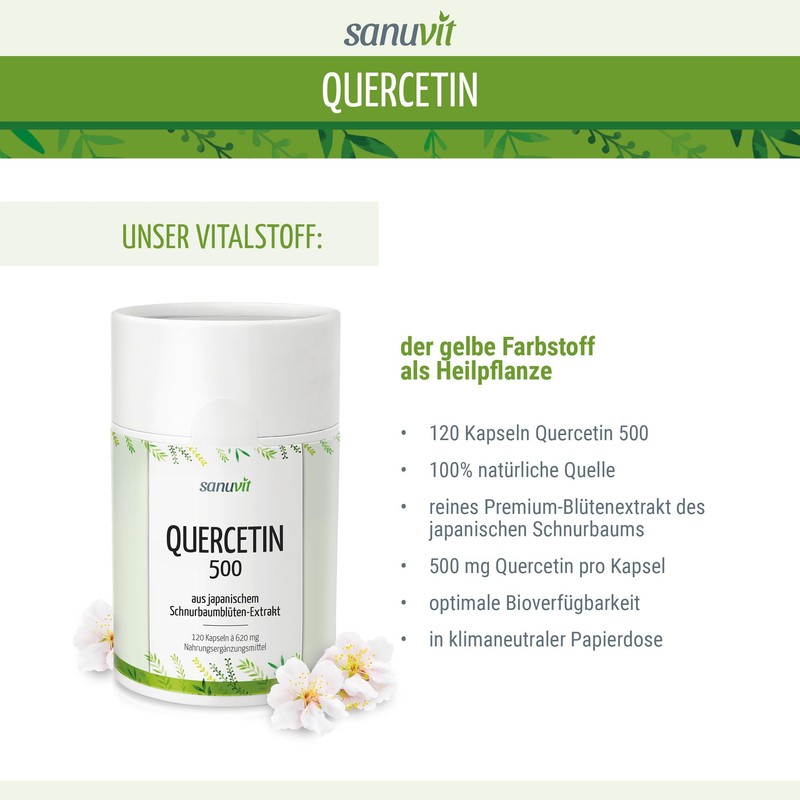 Sanuvit® - Quercetin 500 mg capsules, 120 capsules, high dosage,